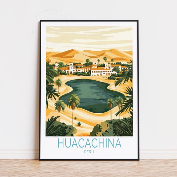 Huacachina Travel Poster Peru Wall Art Print Desert Home Decor Custom