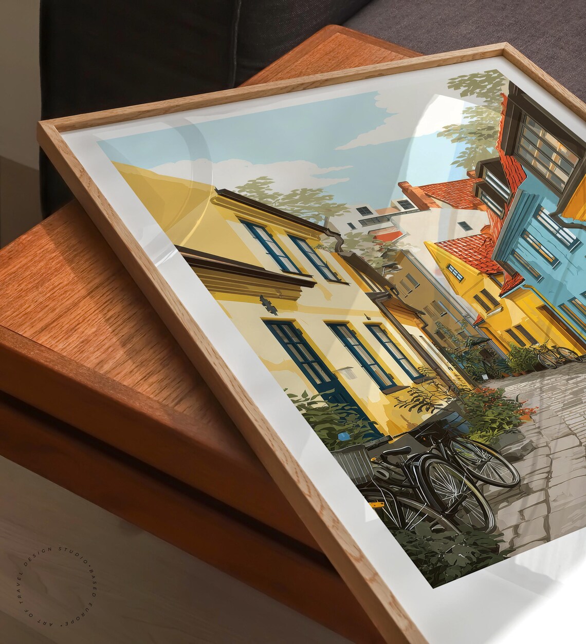 Malmo Sweden Cobblestone Lane Colorful Townhouses Travel Poster - Image 6