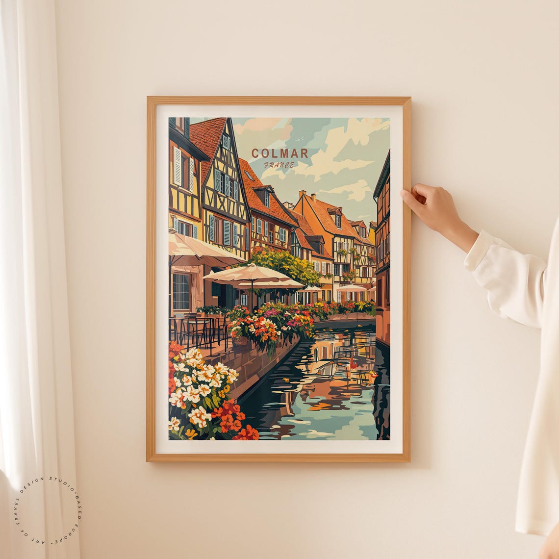 Colmar France Flowered Canal With Title At Top Travel Poster - Image 2