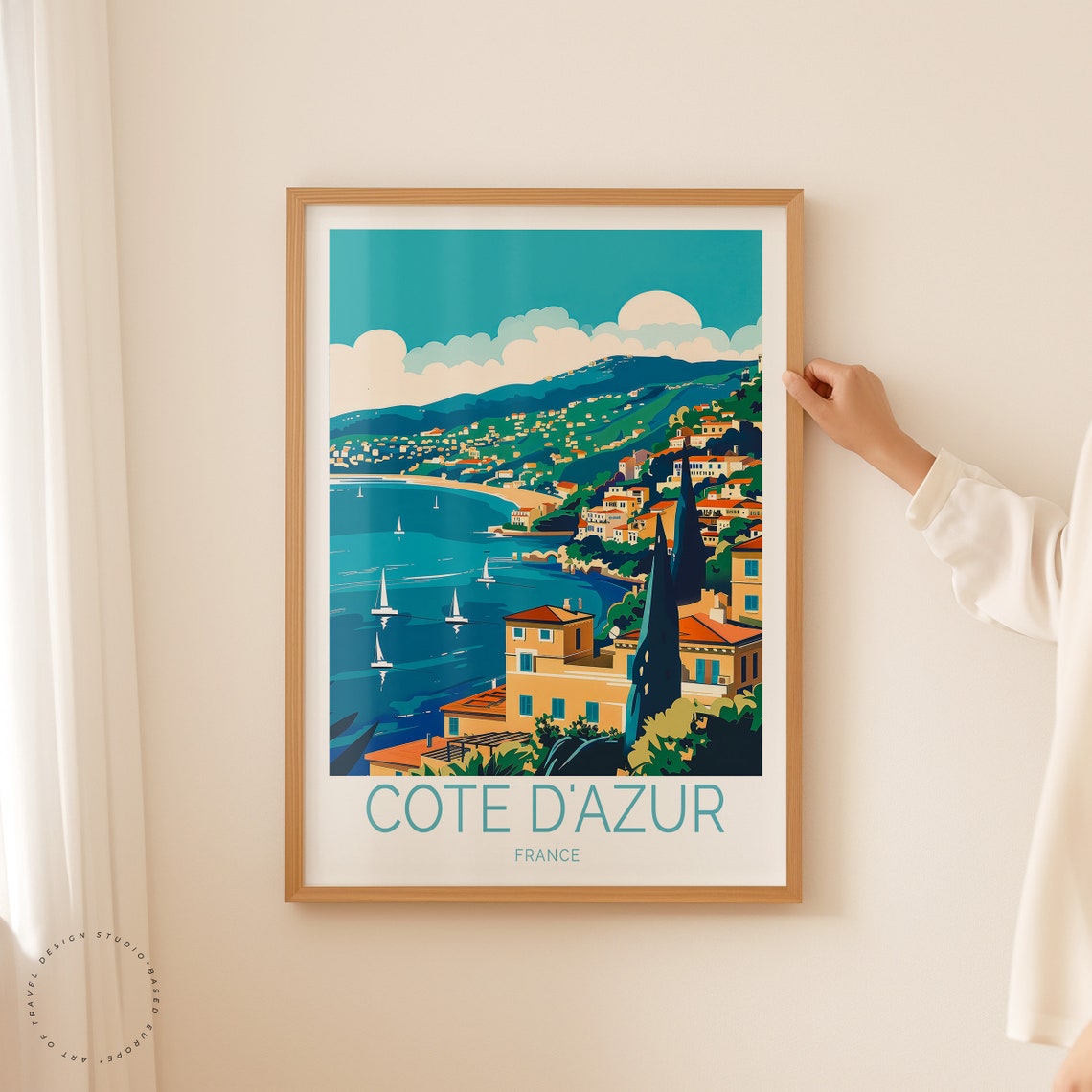 Cte Dazur Travel Poster France Wall Art Cte Dazur France Print Travel Home Decor Birthday Gifts Wedding Present - Image 2