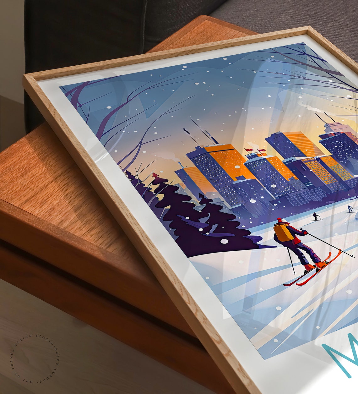 Montreal Canada Winter Ski City Skyline Snowy Cross Country Wall Art - Image 3
