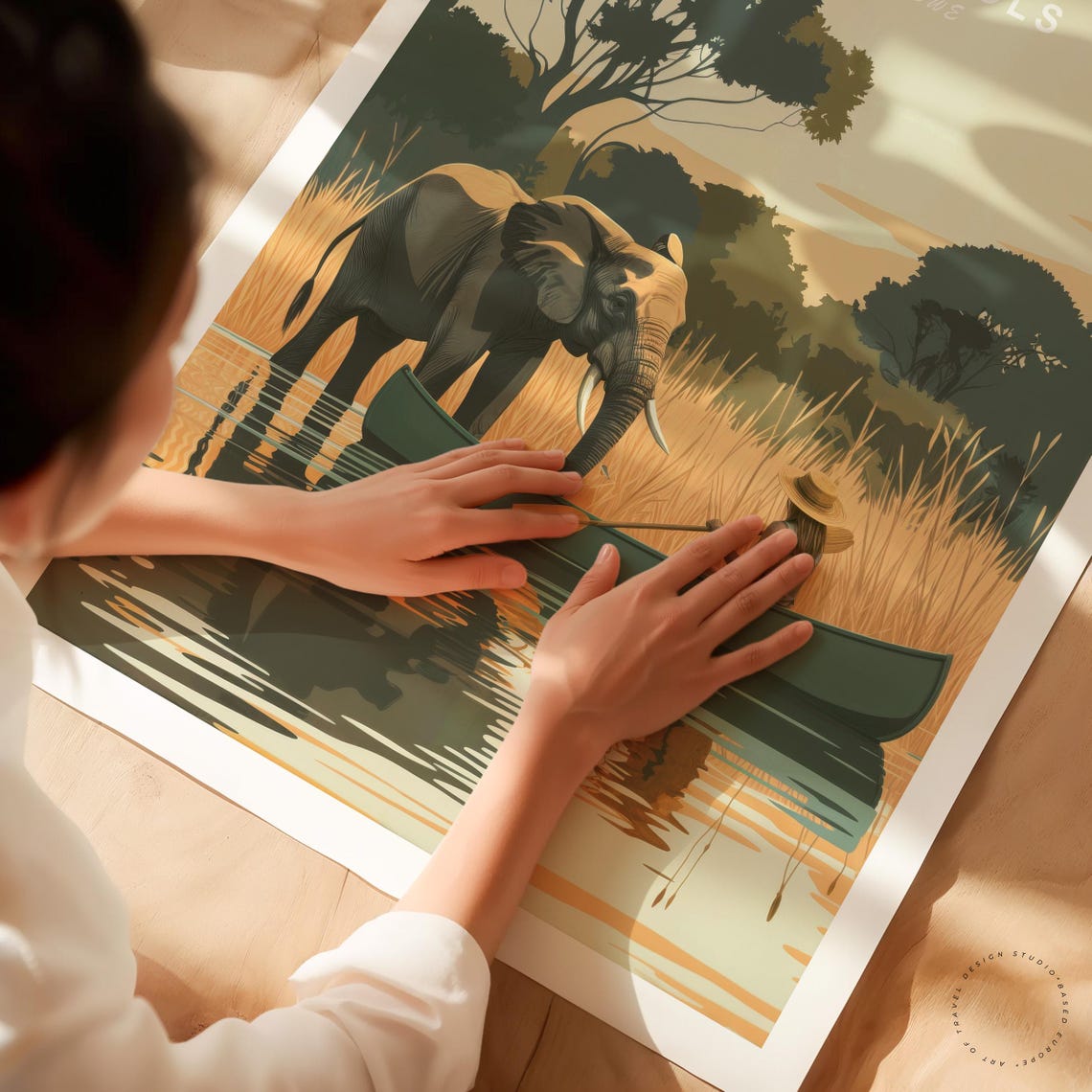 Mana Pools Zimbabwe Elephant Canoe River Safari Adventure Poster - Image 3