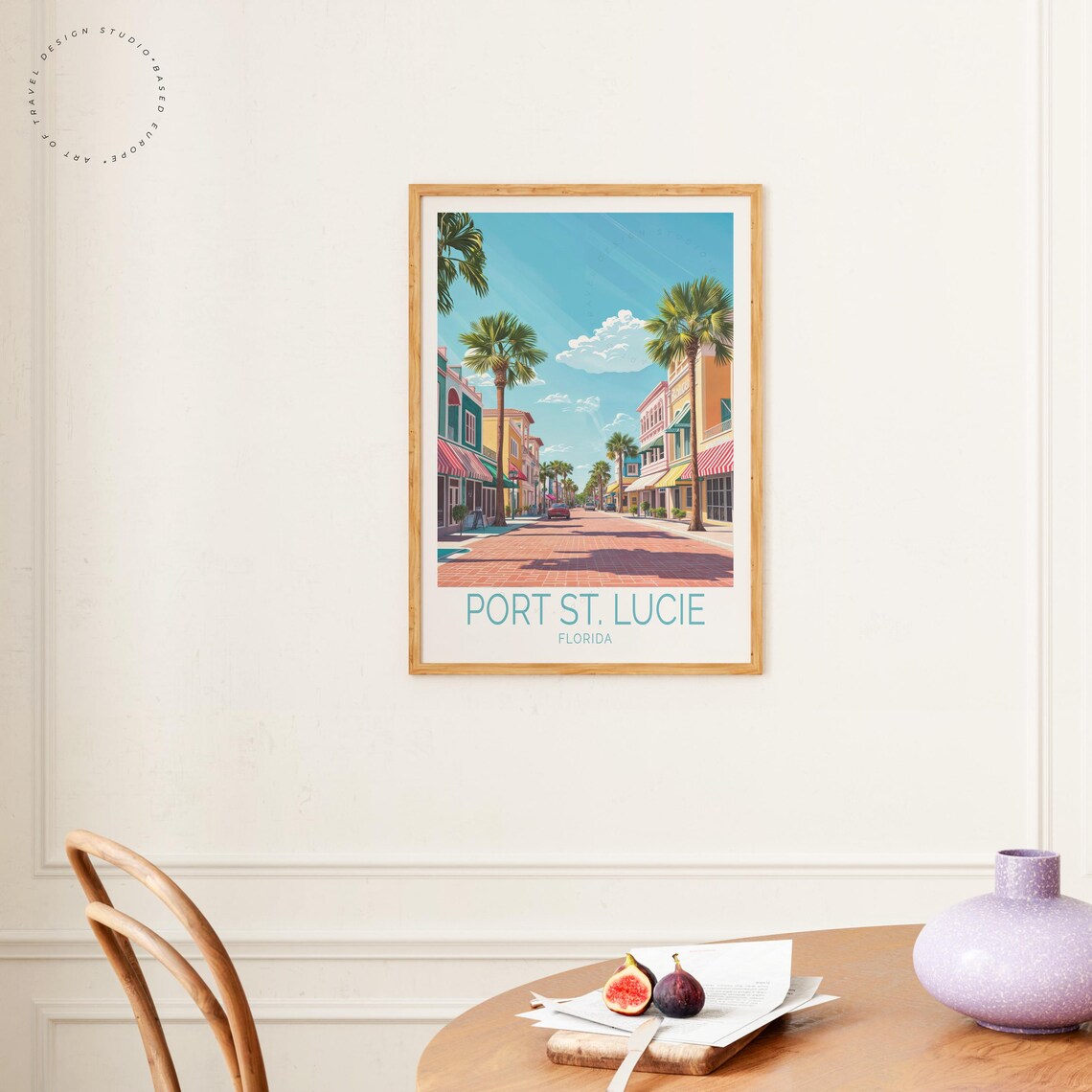 Port St. Lucie Florida Palm Street Colorful Shops Sunny Travel Poster - Image 4