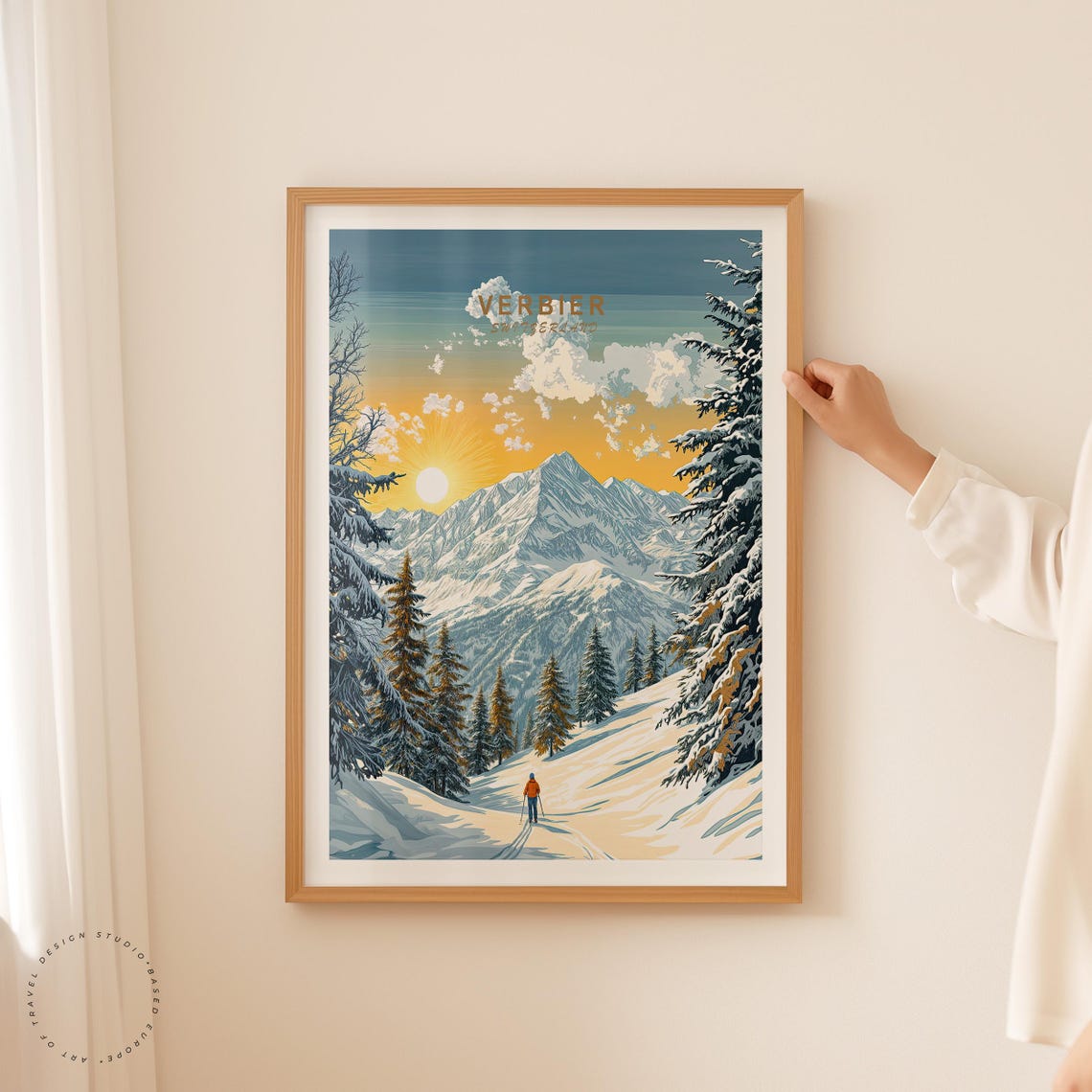 Verbier Switzerland Travel Poster Switzerland Wall Art Verbier Switzerland Travel Print Birthday Gifts Wedding Gifts - Image 2