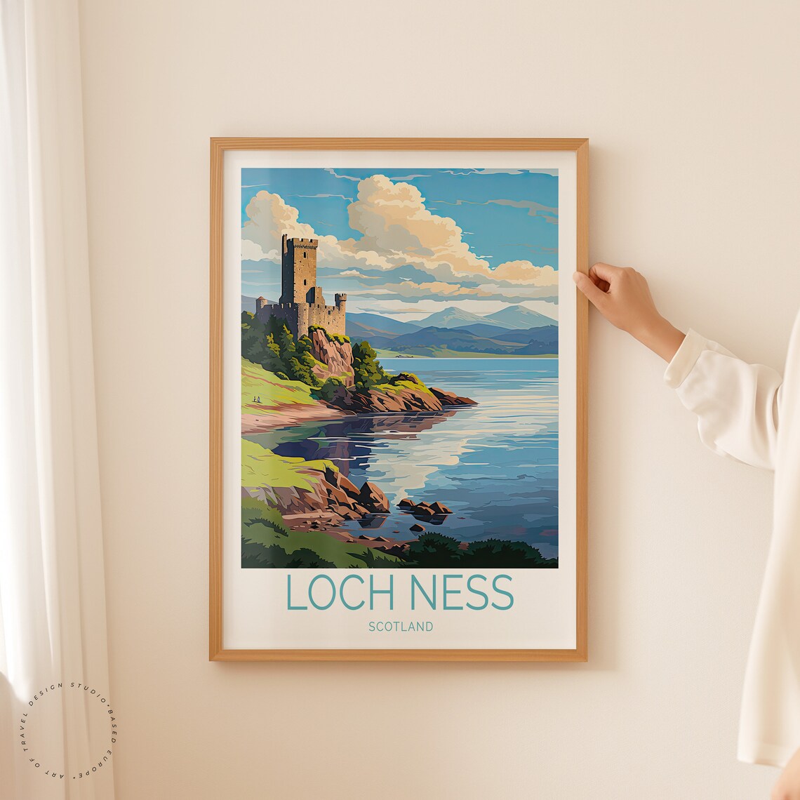 Loch Ness Scotland Lakeside Castle Morning Shore View Travel Poster - Image 2