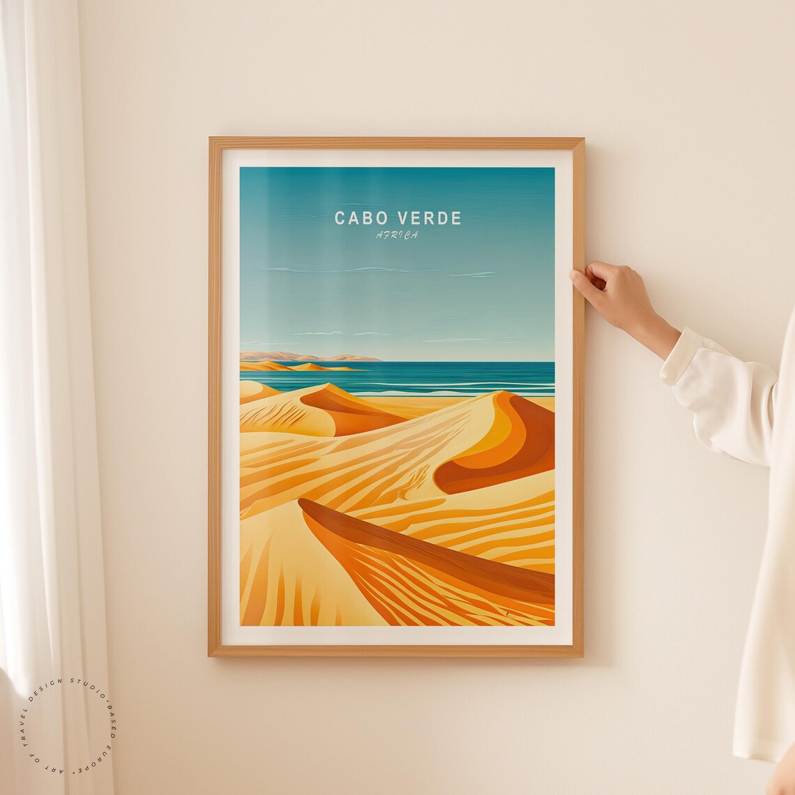 Cabo Verde Africa Golden Sand Dunes Turquoise Sea View Poster - Image 2