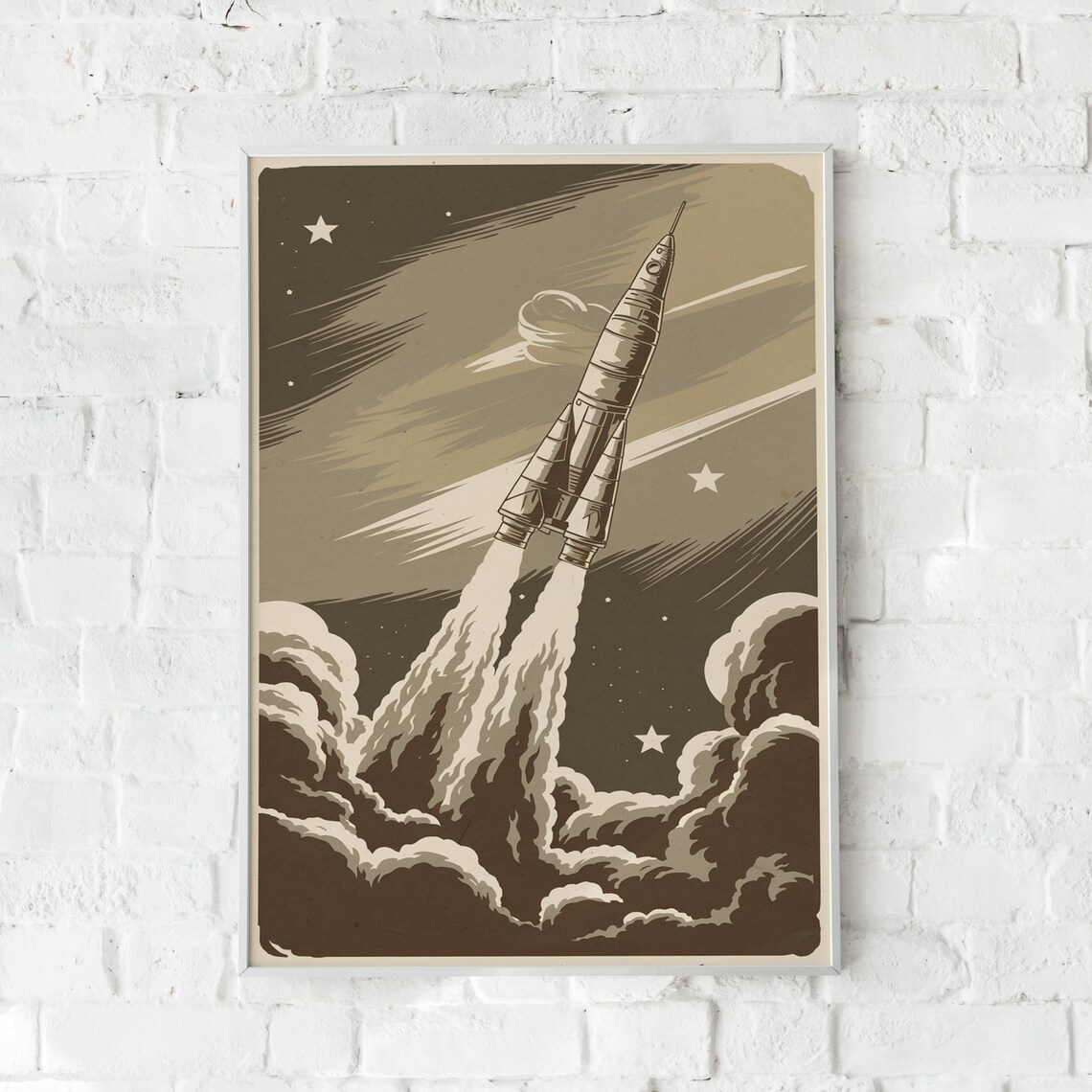 Vintage Rocket Ship Poster, Retro Space Launch - Image 5