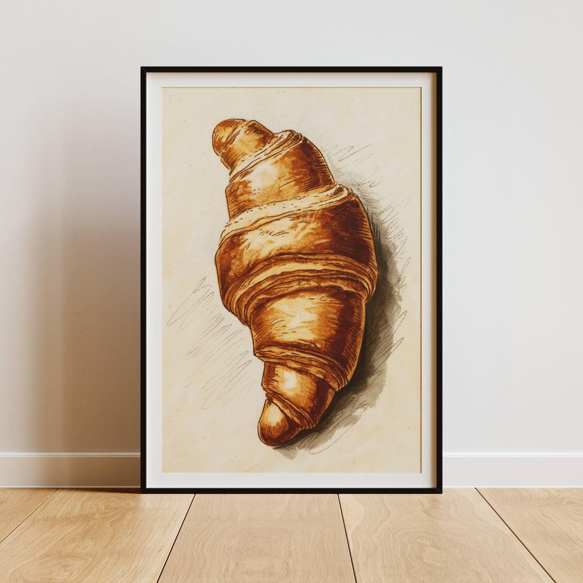 Croissant Poster, Minimalist Line Art Kitchen Decor - Image 2