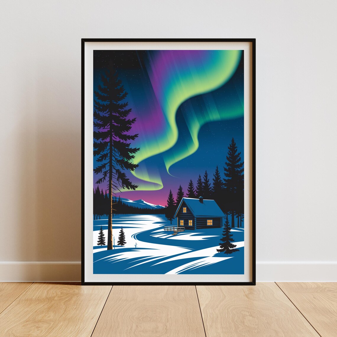Northern Lights Lapland - Vintage Travel Poster - Image 2