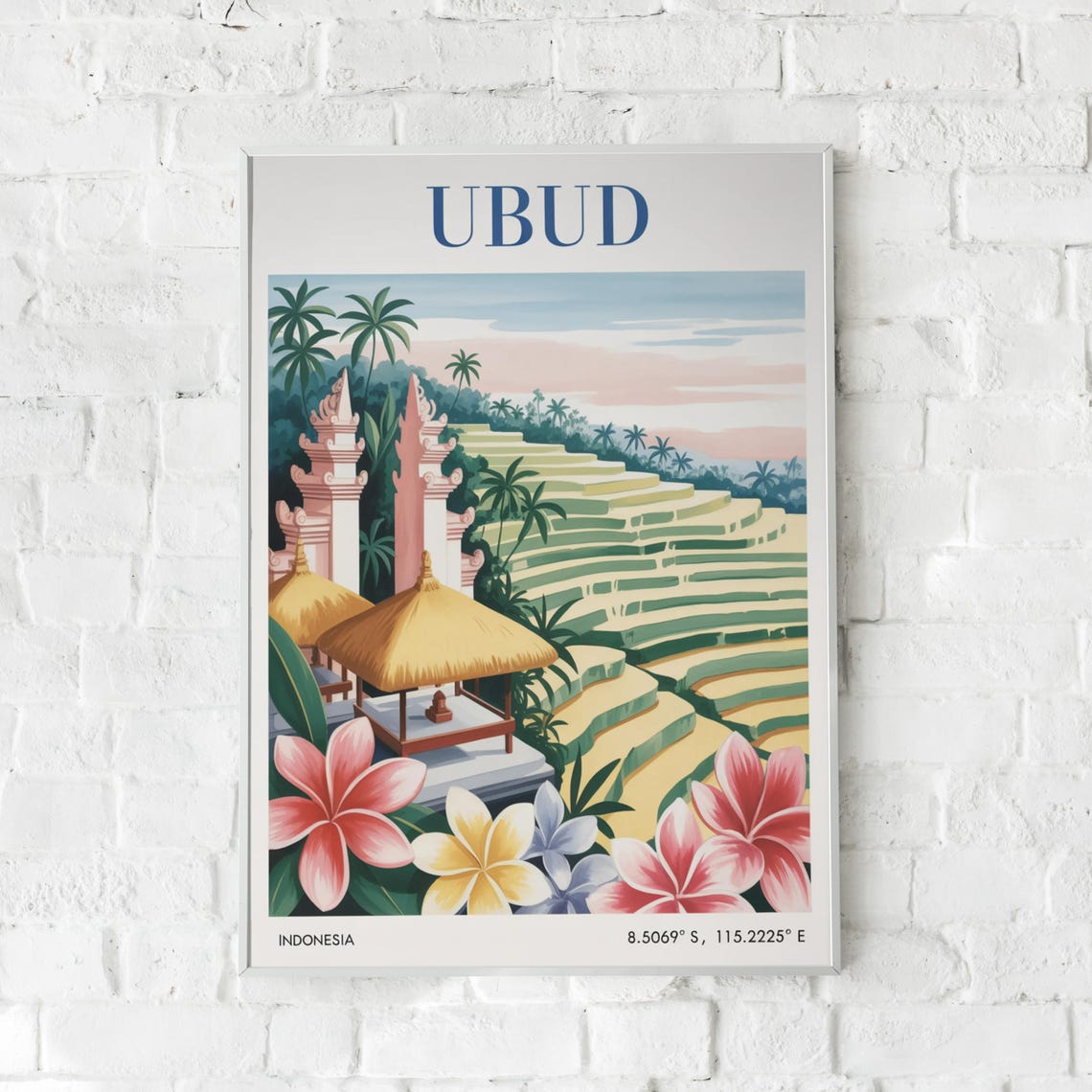 Vintage Ubud Travel Poster, Bali Rice Terrace - Image 6