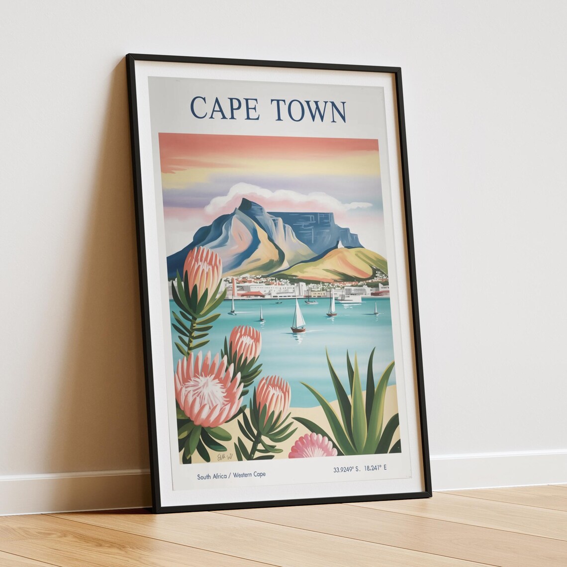 Cape Town Travel Poster, Table Mountain Vintage Style - Image 4