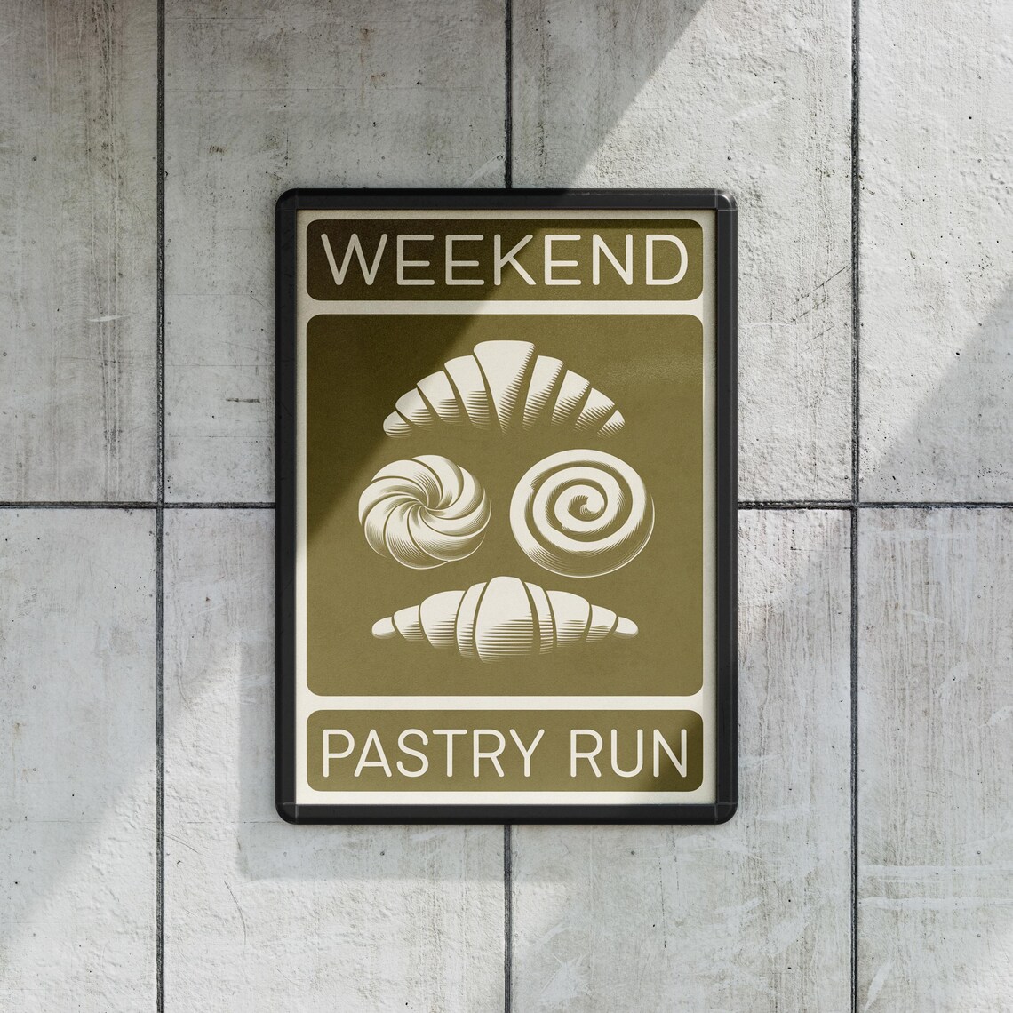 Weekend Pastry Run Croissant Art, Minimalist Kitchen Poster - Image 2