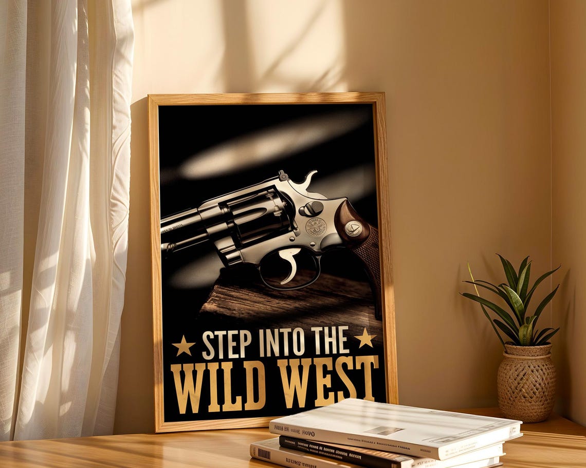 Cowboy Revolver Gun, Wild West Western Decor - Image 6