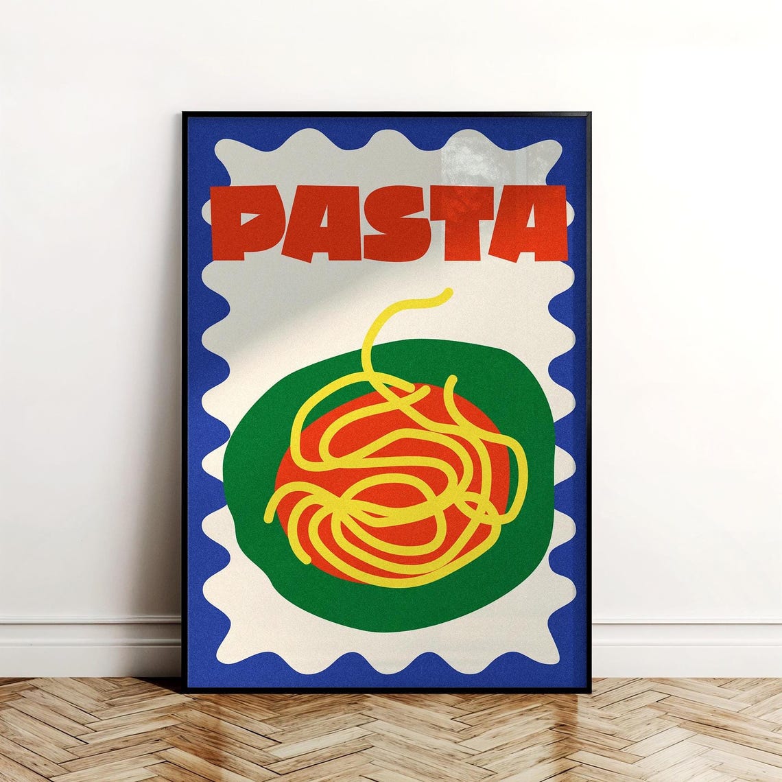 Retro Pasta Spaghetti Art Italian Food Lover Bold Kitchen Wall Poster
