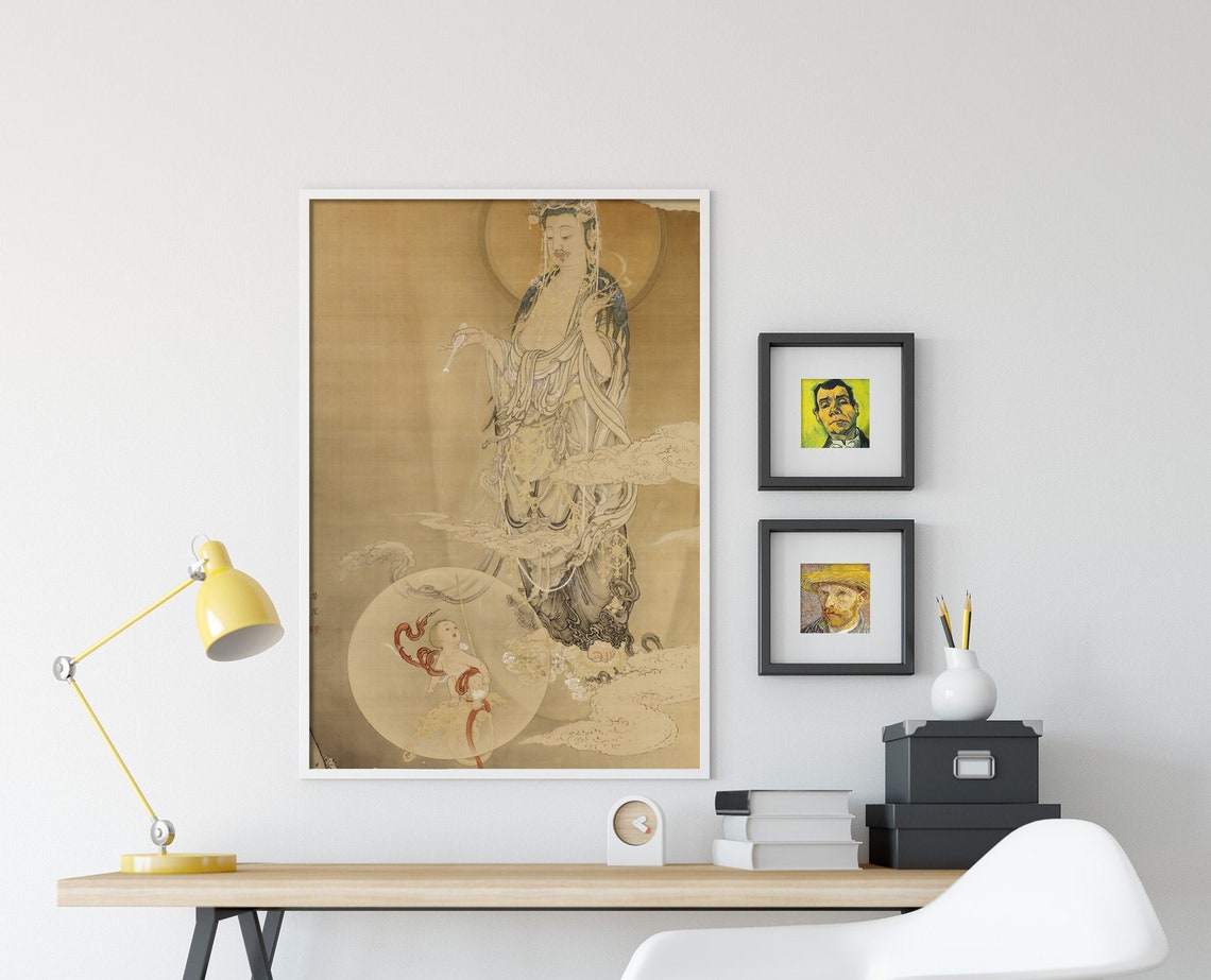 Kano Hogai God And The Baby And The Umbilical Cord 1883 Painting Photo Poster Print Art Gift Museum Giclee Japanese Japan Ukiyo E - Image 4