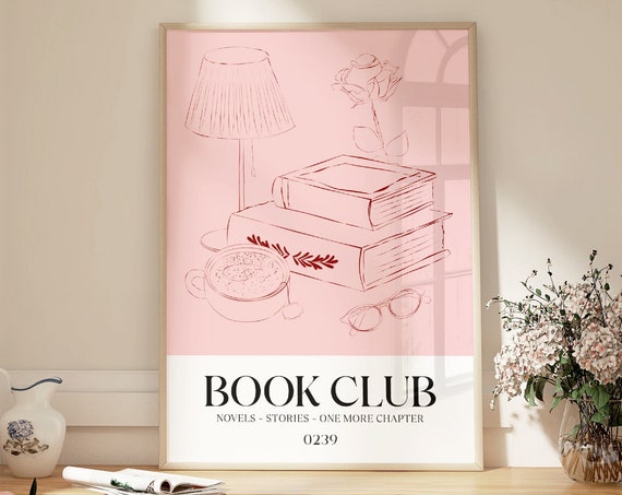 Book Club Book Worm Illustration Art Print