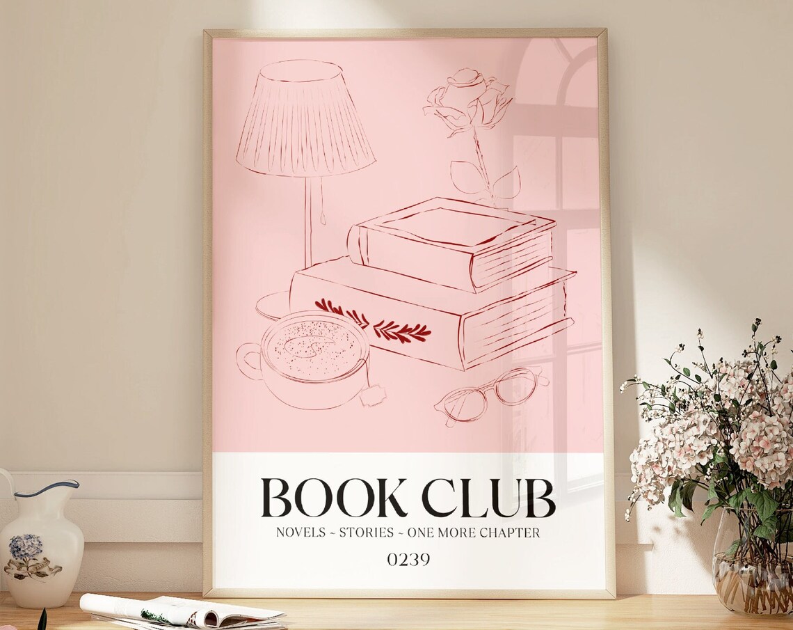 Book Club Book Worm Illustration Art Print