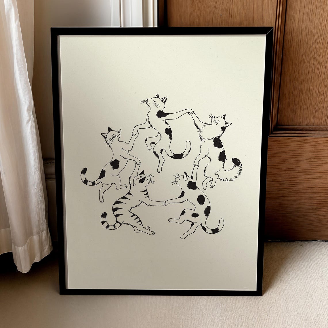 Matisse Cat Print Funny Dancing Cats Abstract Line Art Poster Digital Download