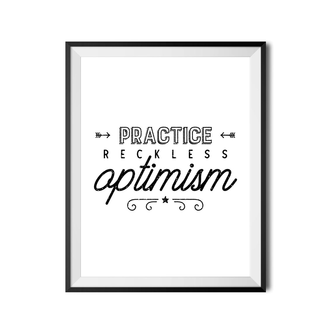 Practice Reckless Optimism Vintage Typography Arrows Star Poster - Image 3