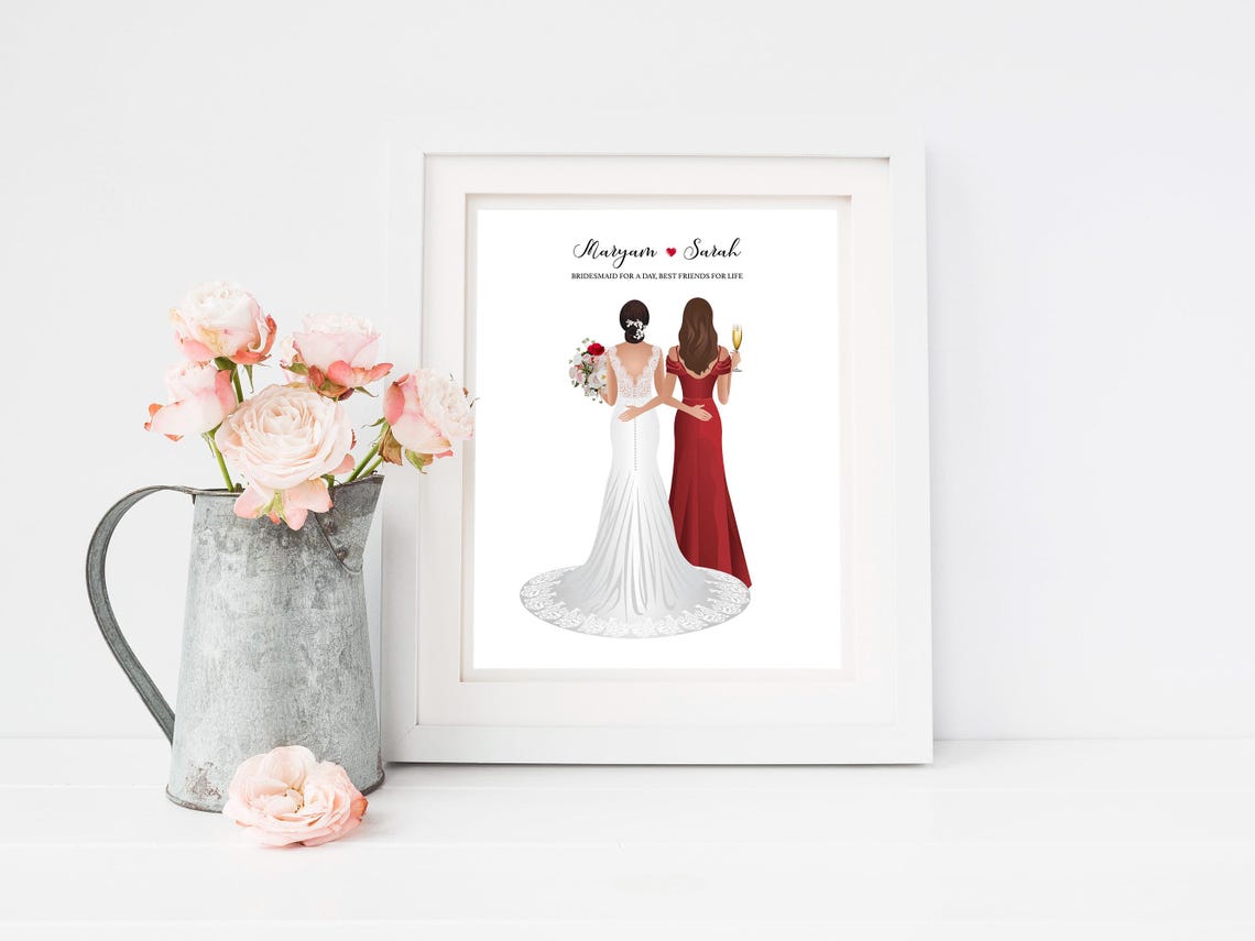 Bridesmaid For A Day Best Friends For Life Custom Wedding Poster - Image 5