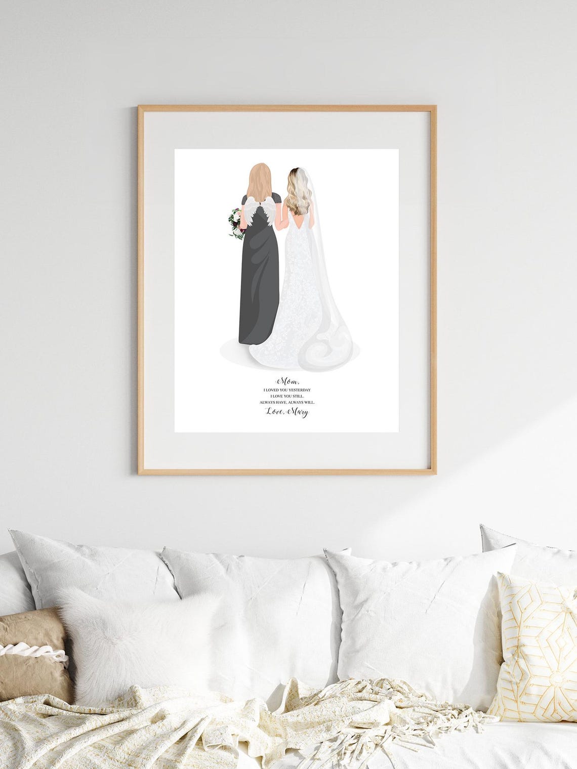Bride With Angel Wings Mom Memorial Wedding Illustration Poster - Image 3
