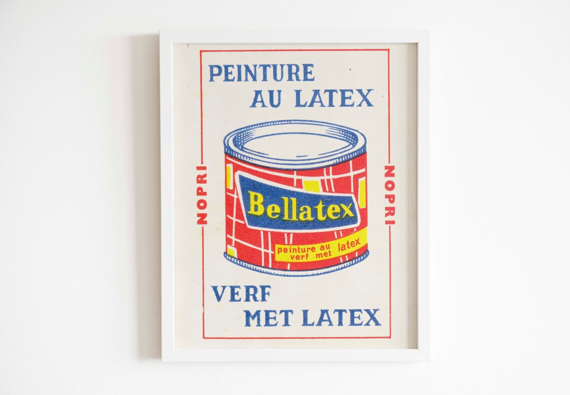 Bellatex Peinture Au Latex Vintage French Paint Can Advertising Poster