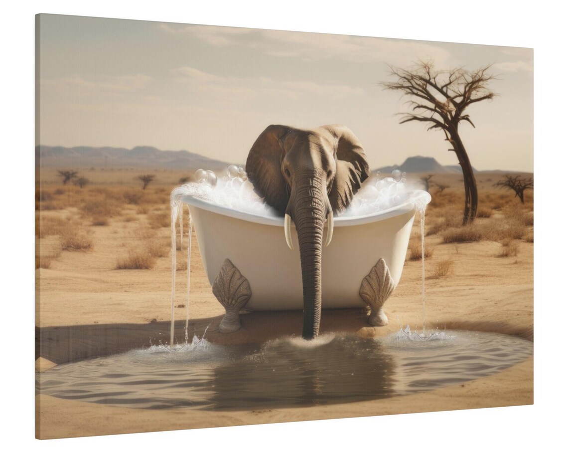 Elephant Bathroom Bath Funny Abstract Art Print