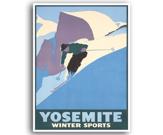 Yosemite Ski Poster National Park Print Travel Art Xr737a