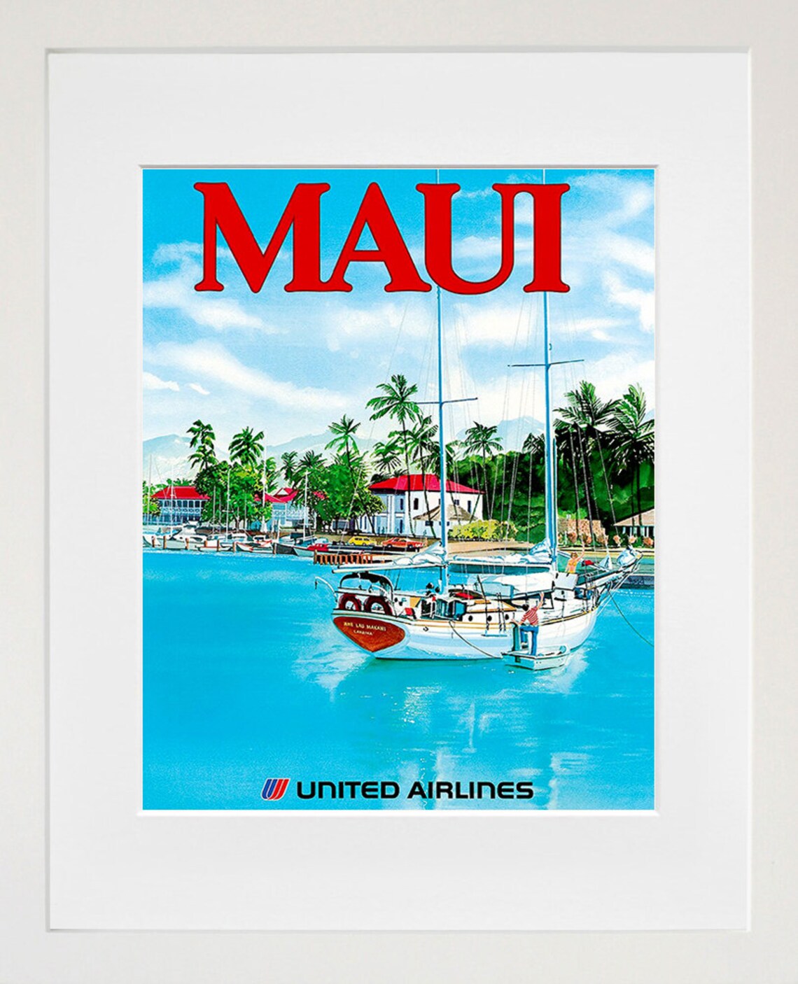 Maui Vintage Travel Poster, Hawaii Ocean Beach Art - Image 2