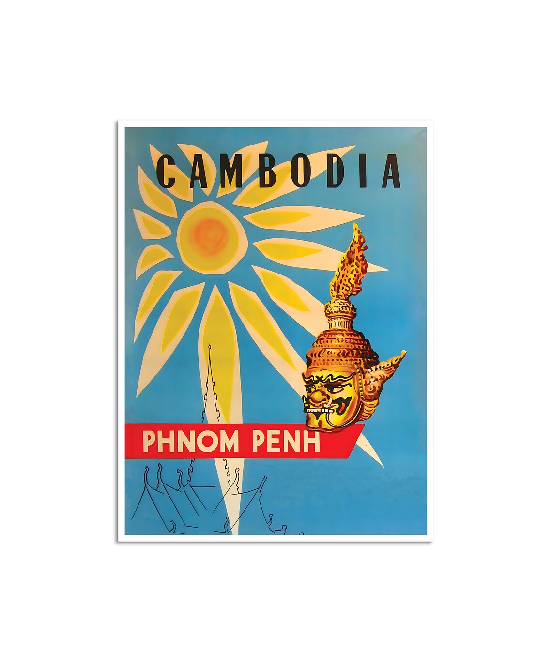Phnom Penh Cambodia Travel Poster, Asian Print
