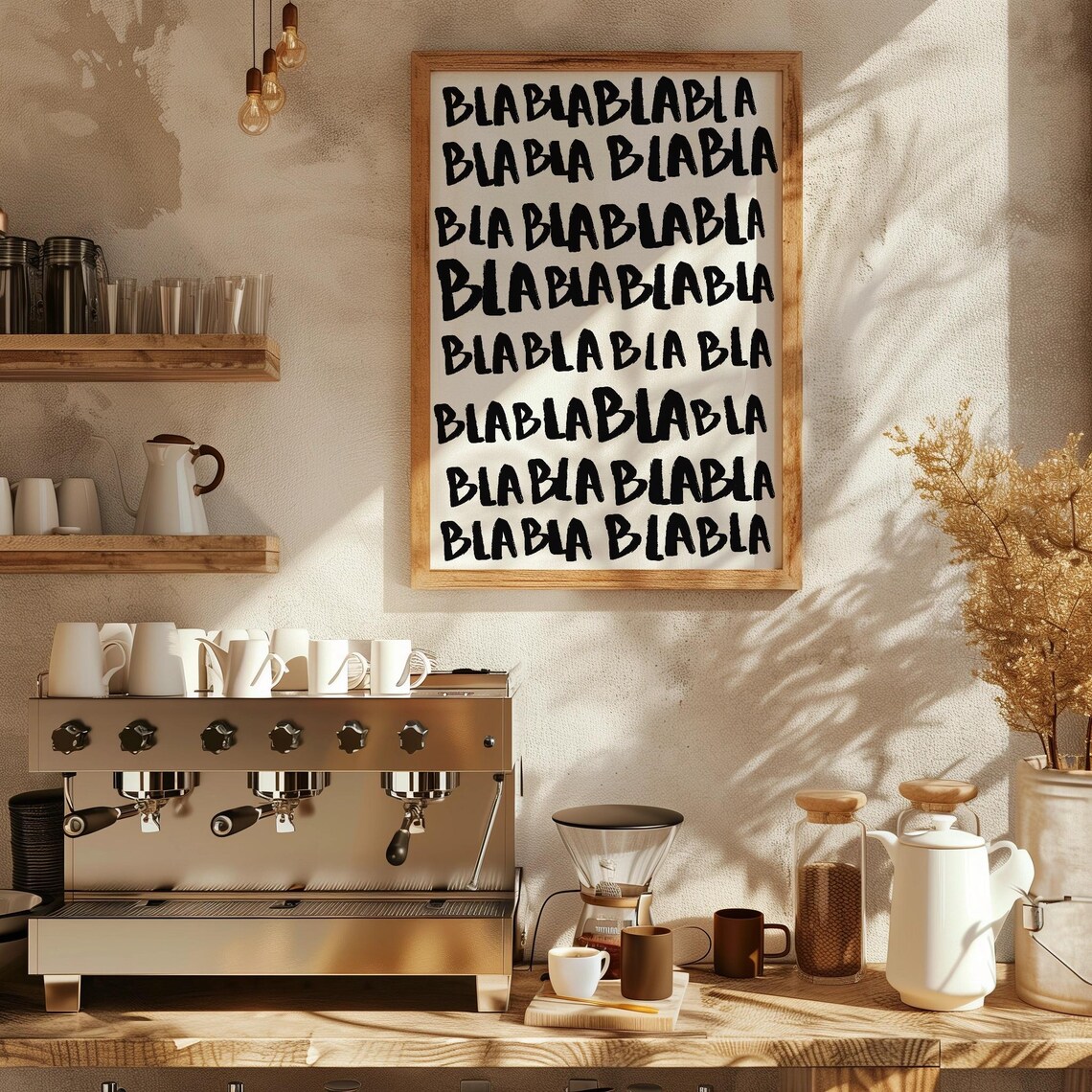 Blablabla Typography Funny Black and White Art Print - Image 2