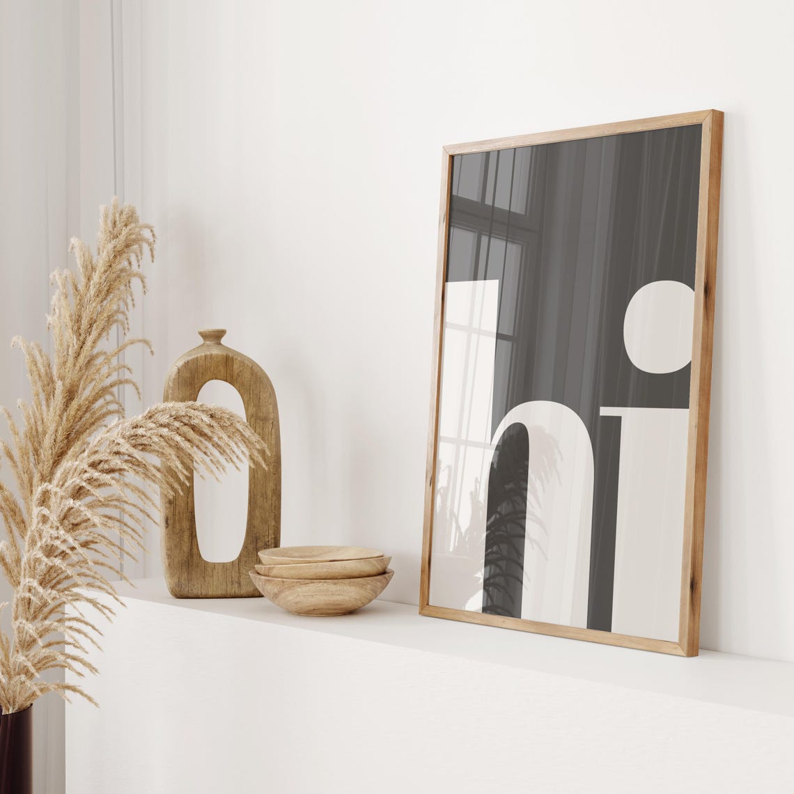 Hi Minimalist Black White Typography Modern Entryway Decor Poster - Image 3