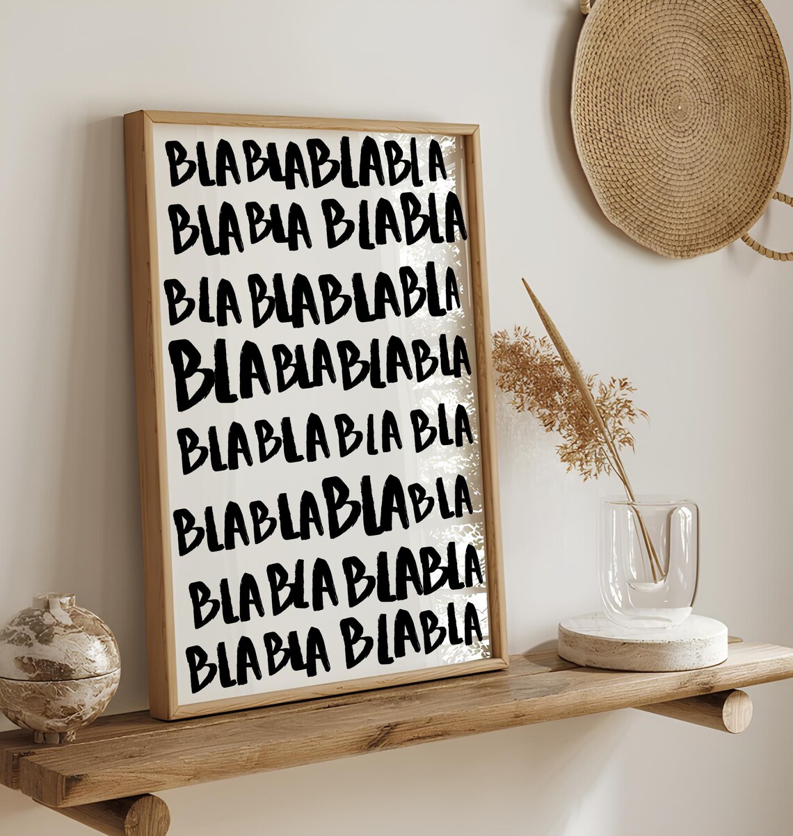 Blablabla Typography Funny Black and White Art Print - Image 4