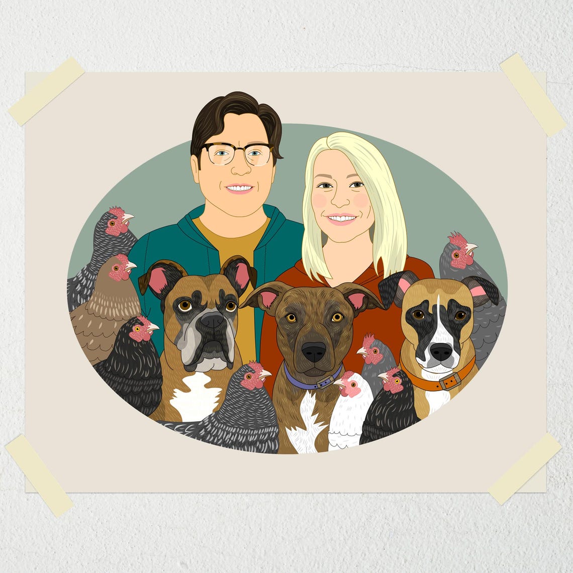 Family Portrait With Animals Personalized Family Portrait With Pets Furry Family Portrait Portrait The Whole Family Include Any Pet - Image 6