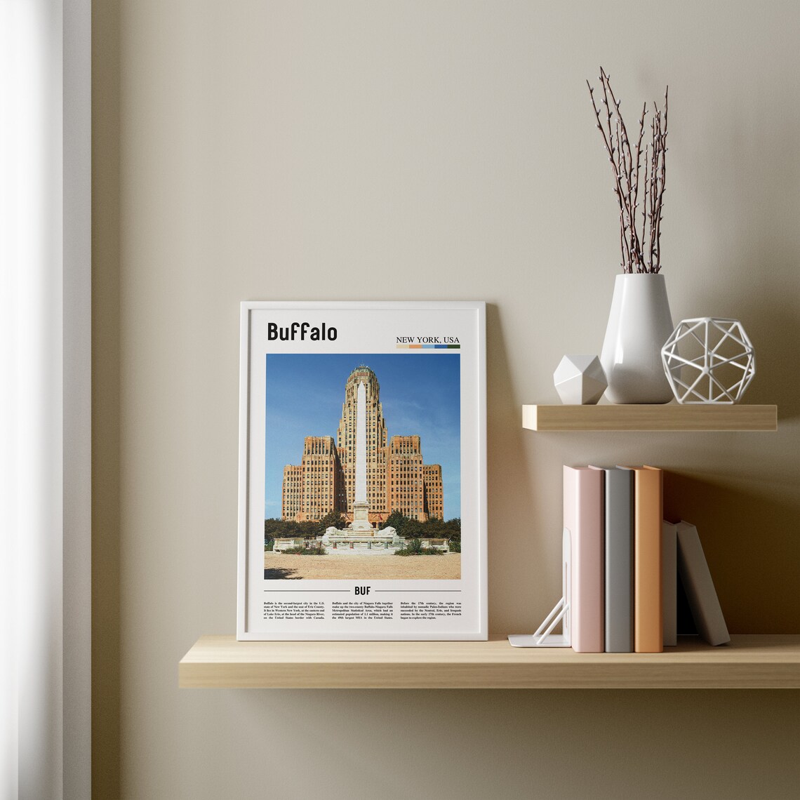 Buffalo Oil Painting Poster, Colorful City Artwork - Image 3