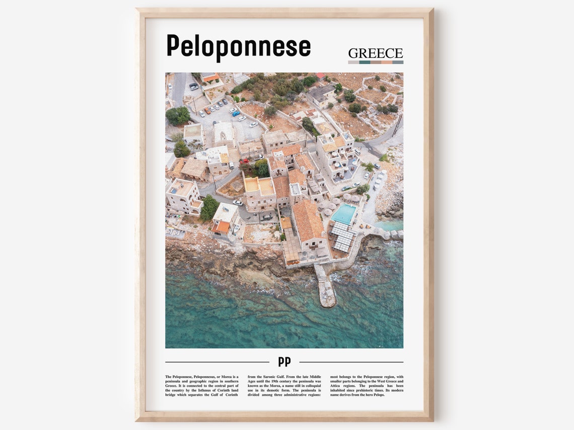 Peloponnese Print Peloponnese Poster Peloponnese Wall Art Oil Painting Poster City Print City Artwork Travel Artwork Travel Wall Art