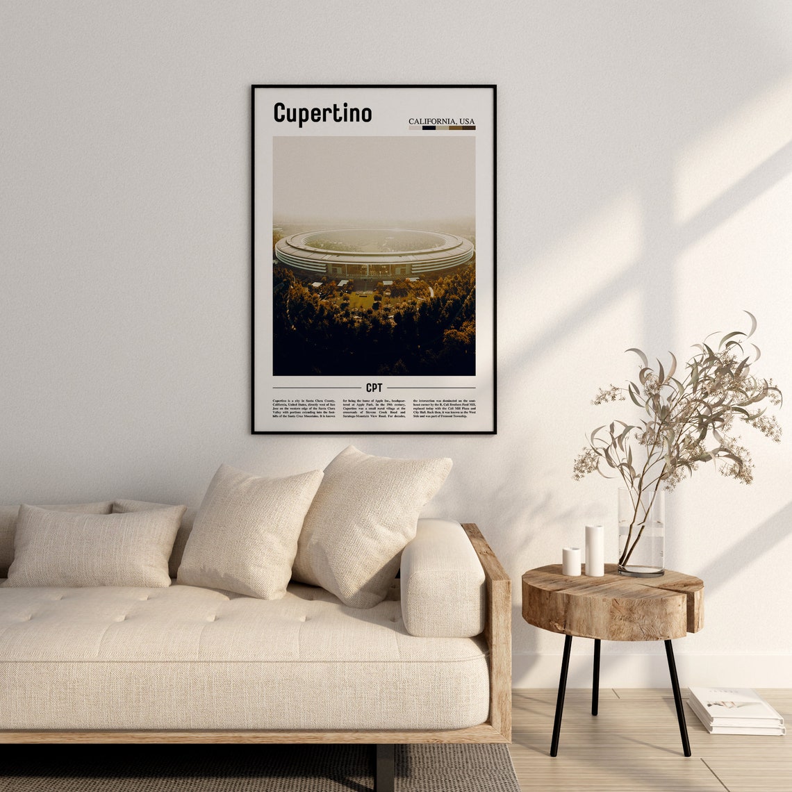 Cupertino Print Cupertino Poster Cupertino Wall Art Minimal Travel Print Minimal City Poster Travel Destination Oil Painting Poster - Image 2