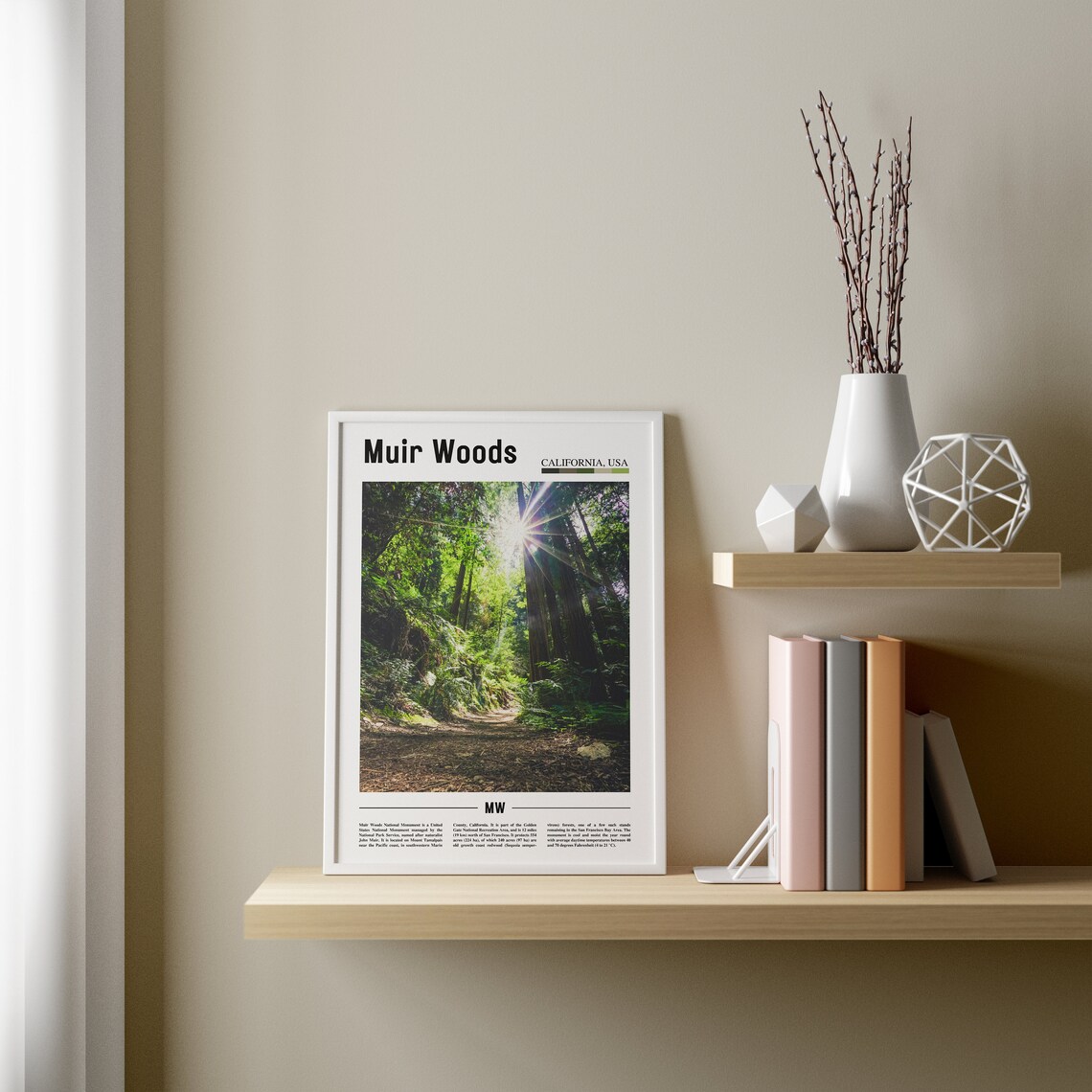Muir Woods Minimal Travel Poster, Oil Painting - Image 2