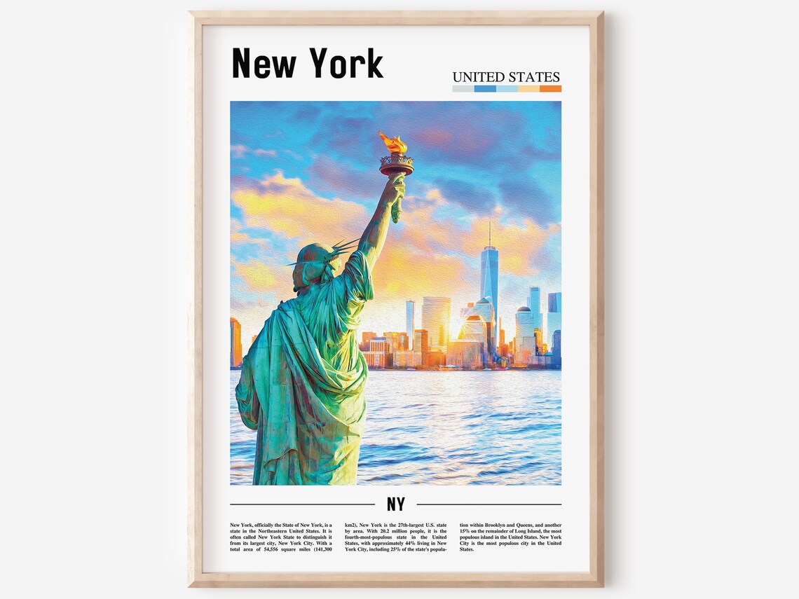 New York Travel Poster, Colorful City Artwork