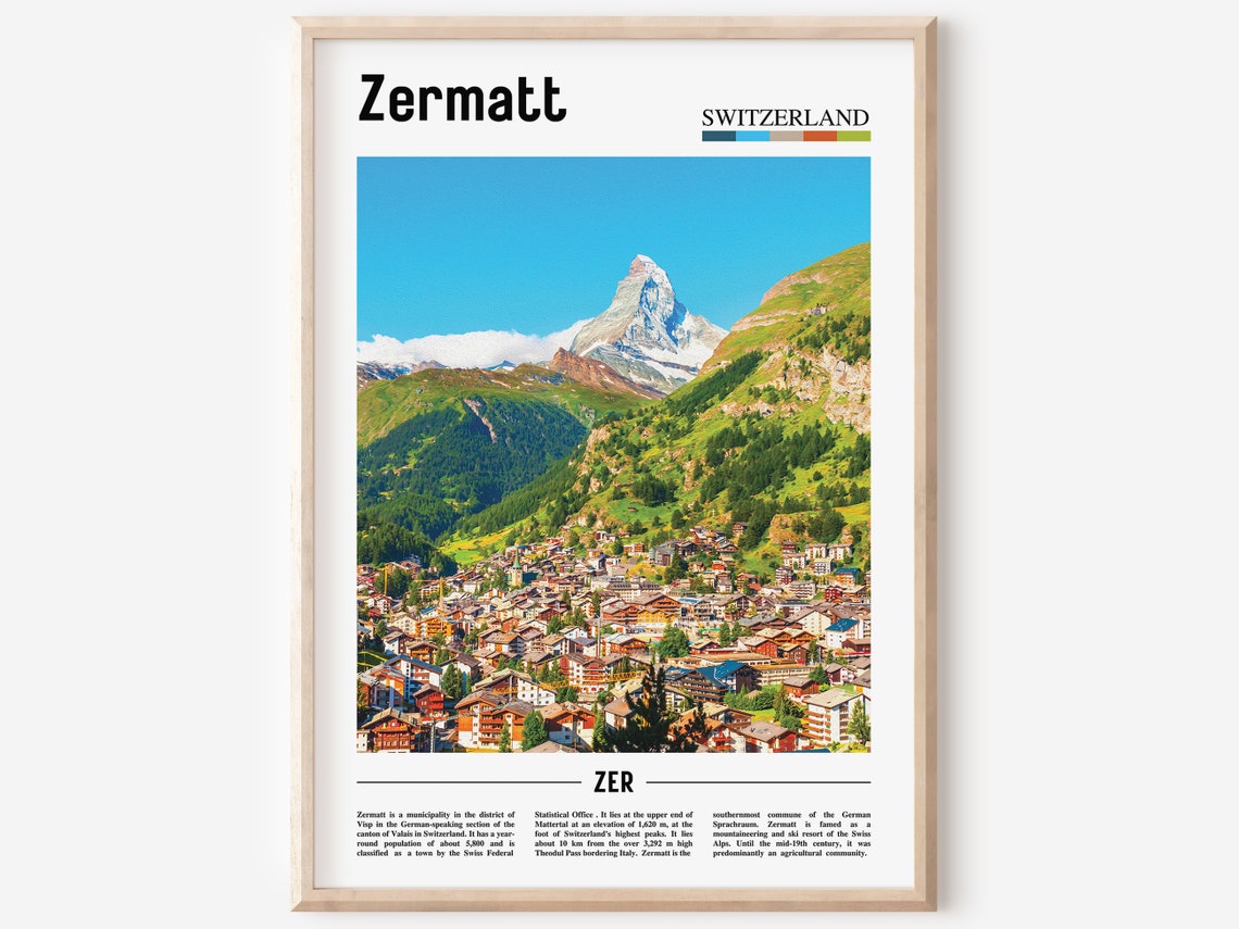 Zermatt Print Zermatt Poster Zermatt Wall Art Oil Painting Poster Colorful City Print City Artwork Travel Artwork Travel Wall Art