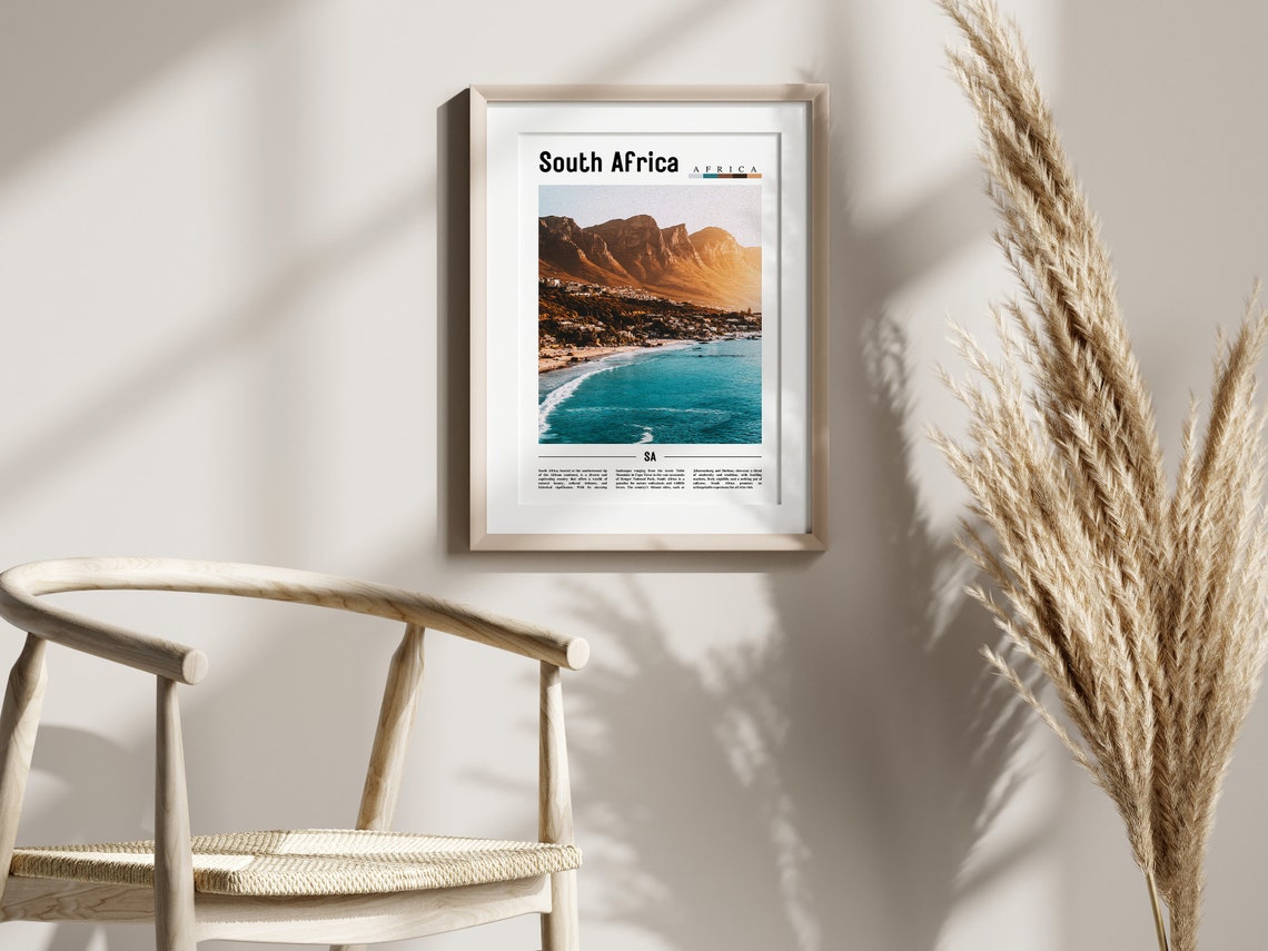 South Africa Poster South Africa Print South Africa Wall Art Minimal Travel Print Travel Destination Oil Painting Poster - Image 2