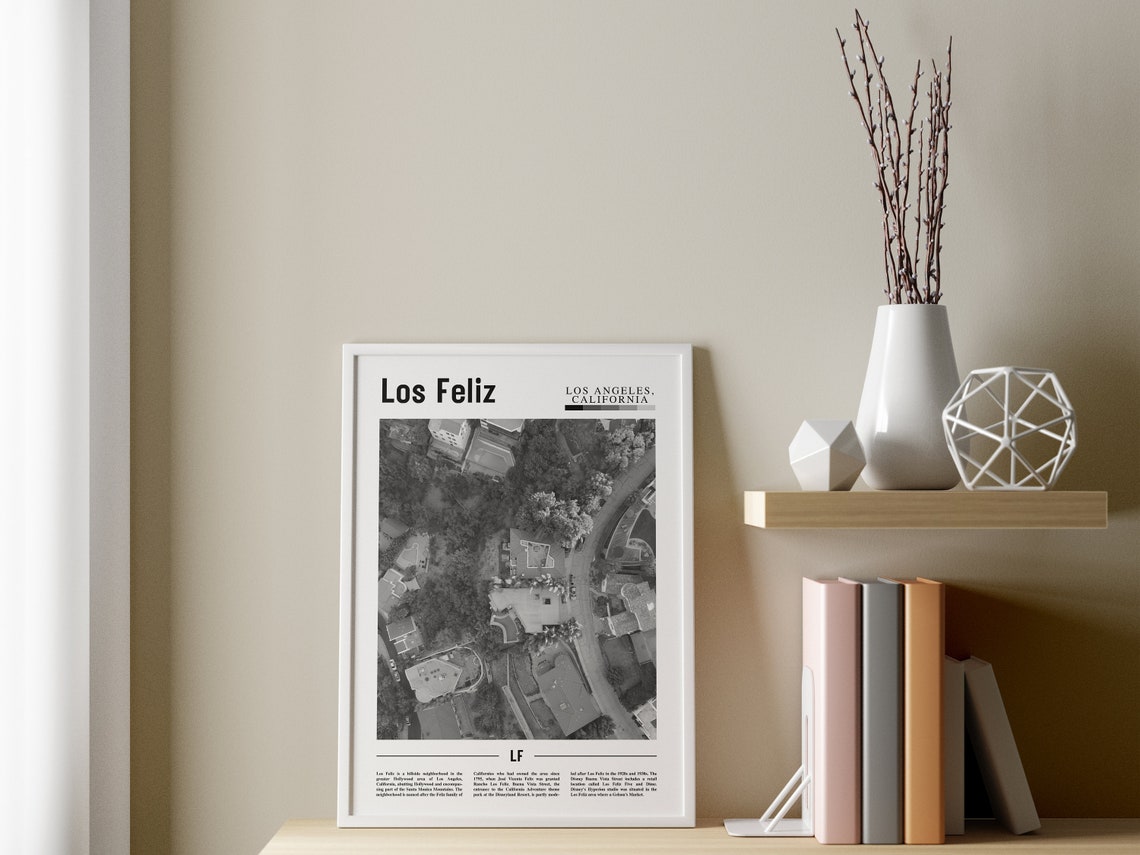 Los Feliz Poster Black And White Los Feliz Print Black And White Los Feliz Wall Art Minimal Travel Print Travel Poster - Image 3