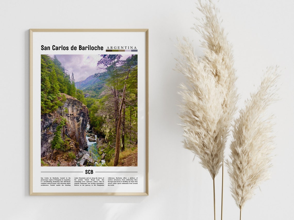San Carlos De Bariloche Poster San Carlos De Bariloche Print San Carlos De Bariloche Wall Art Minimal Travel Print Oil Painting Poster - Image 4