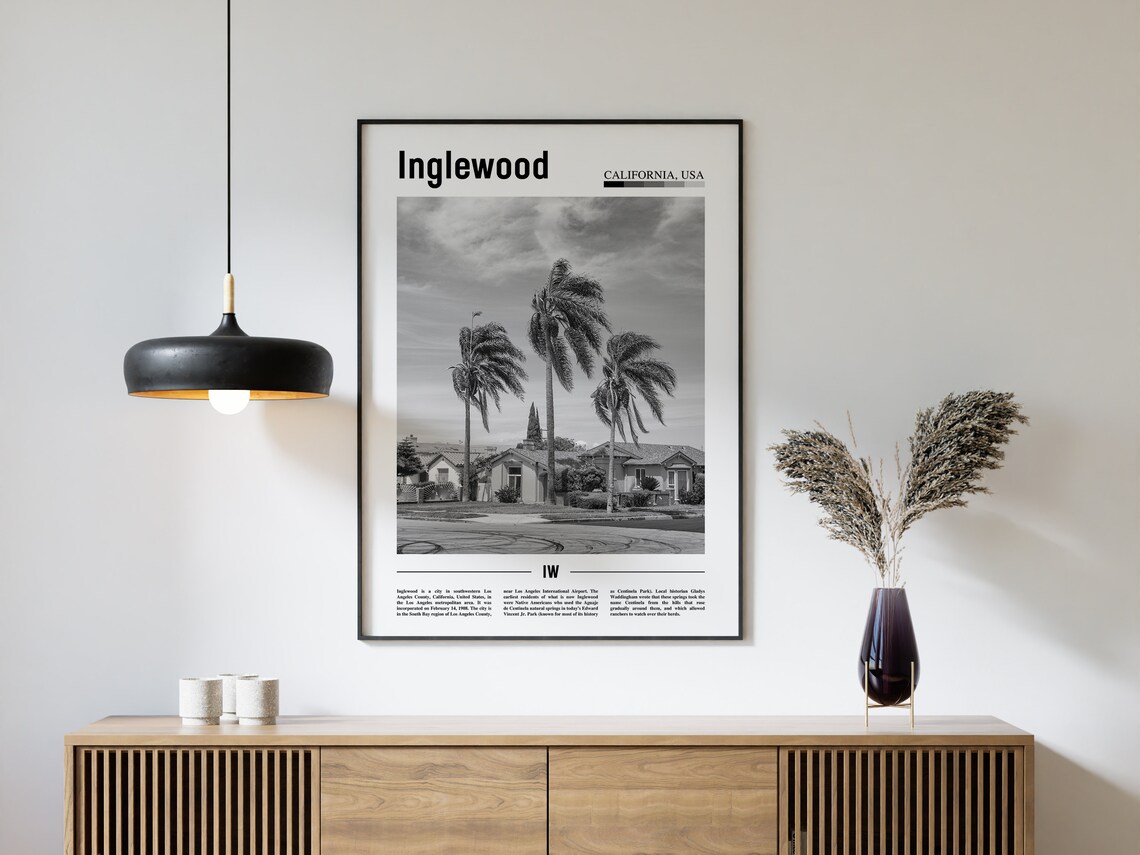 Inglewood Poster Black And White Inglewood Print Black And White Inglewood Wall Art Minimal Travel Print Travel Poster - Image 4