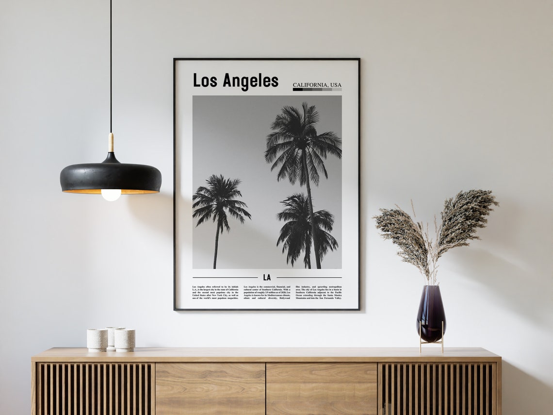 Los Angeles Poster Black And White Los Angeles Print Black And White Los Angeles Wall Art Minimal Travel Print Travel Poster - Image 4