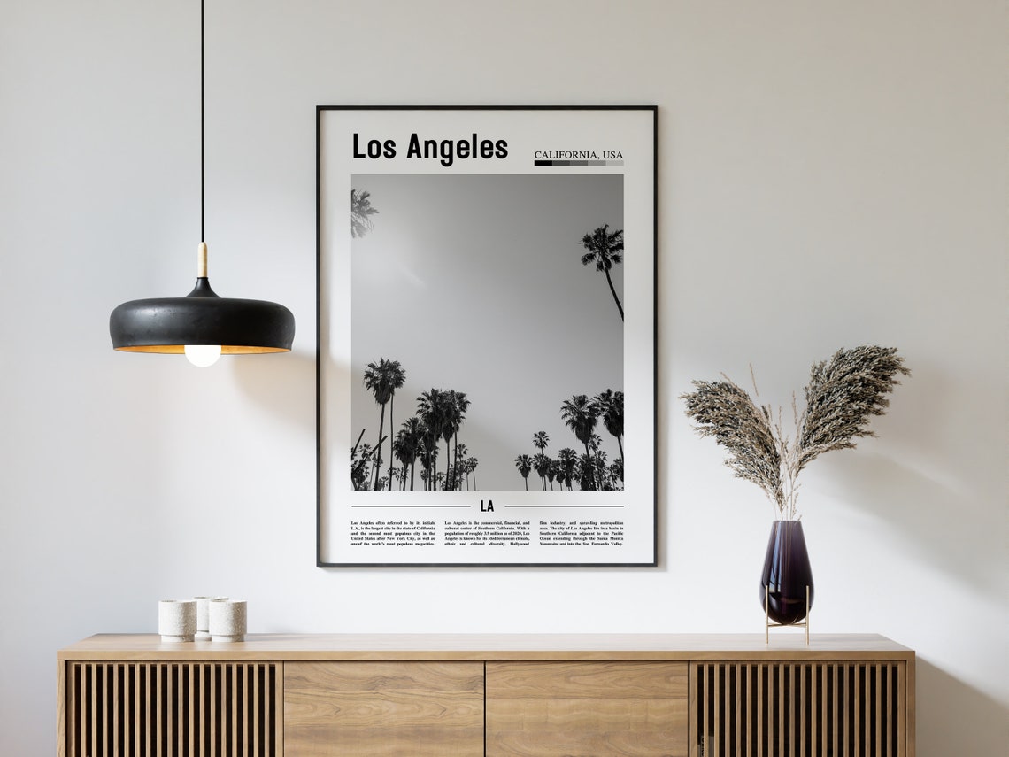 Los Angeles Poster Black And White Los Angeles Print Black And White Los Angeles Wall Art Minimal Travel Print Travel Poster - Image 4