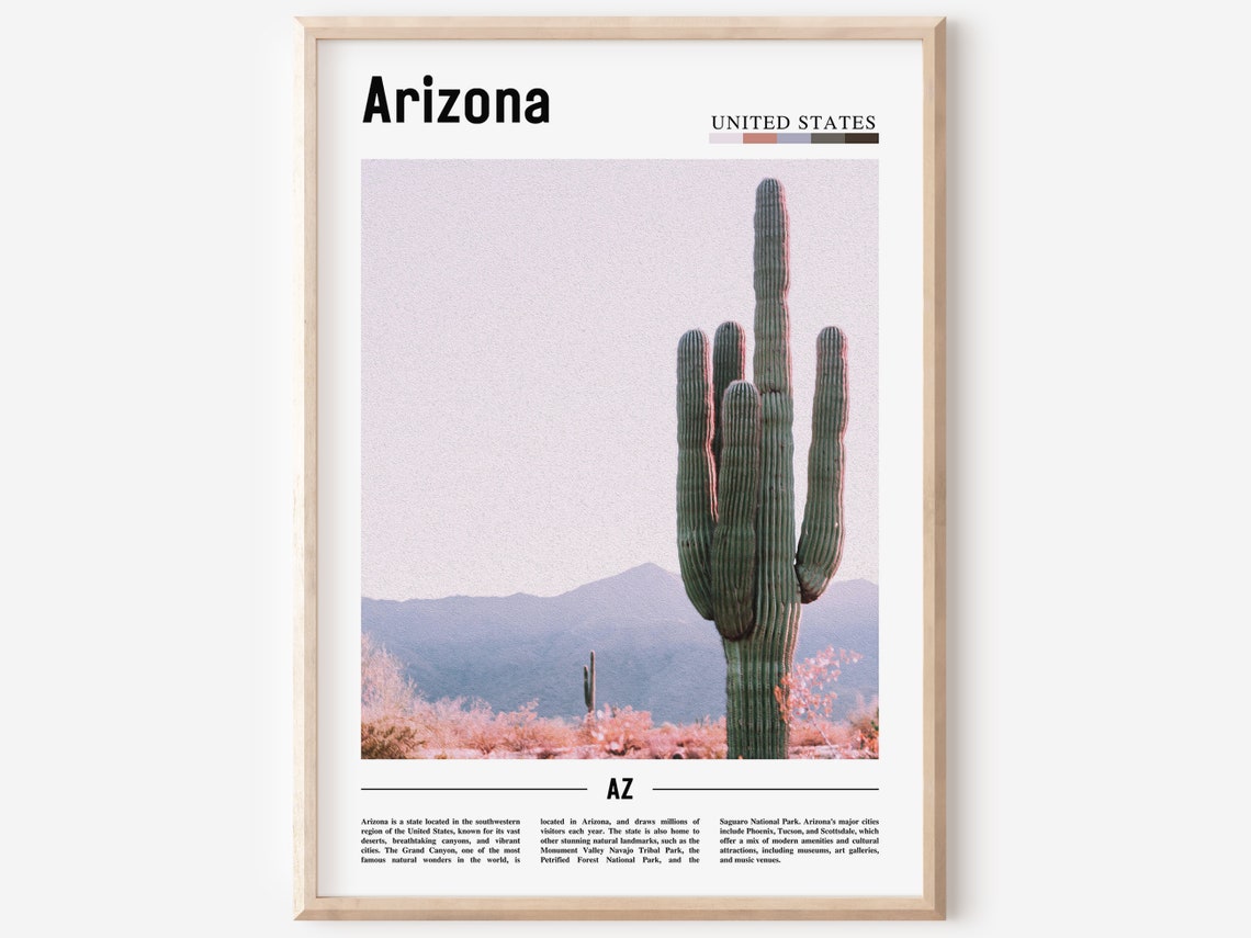 Arizona Poster Arizona Print Arizona Wall Art United States Photo United States Poster United States Print