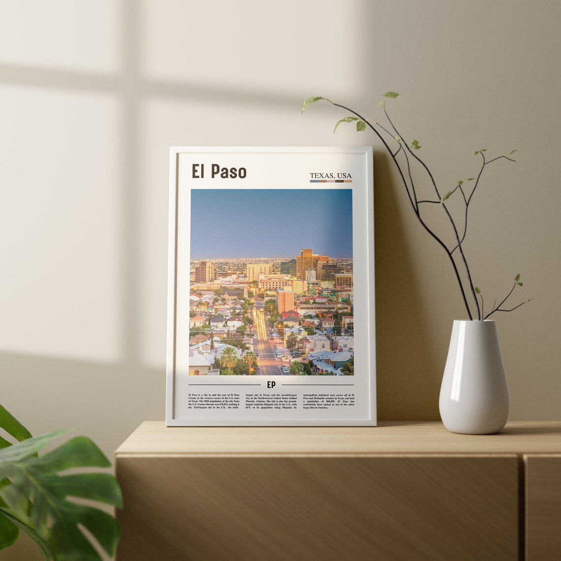 El Paso Print El Paso Poster El Paso Wall Art Oil Painting Poster Colorful City Print City Artwork Travel Artwork Travel Wall Art - Image 3