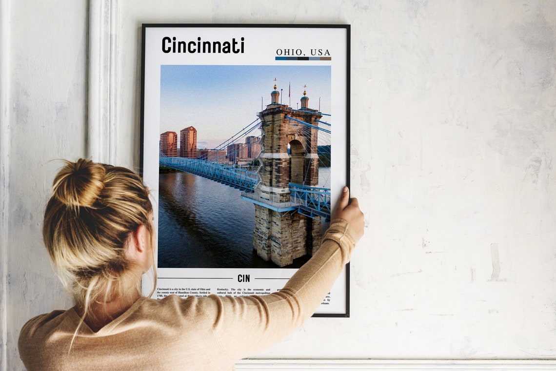 Cincinnati Print Cincinnati Poster Cincinnati Wall Art United States Photo United States Poster United States Print Travel Poster - Image 4