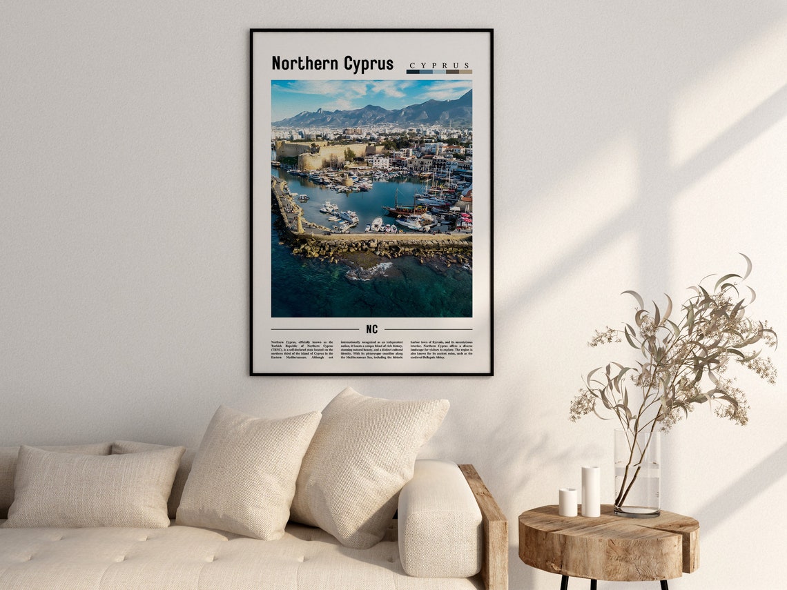 Northern Cyprus Poster Northern Cyprus Print Northern Cyprus Wall Art Minimal Travel Print Travel Destination Oil Painting Poster - Image 2